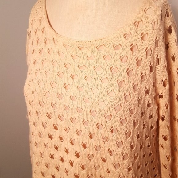 John Fashion Cream Sweater Tunic Sheer Layer Top - Picture 4 of 6
